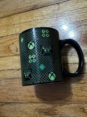 Xbox Logo Black Ceramic Mug with Green Controller Icons